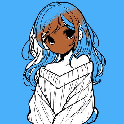 shy pretty girl wearing a sweater that is falling off one shoulder portrait