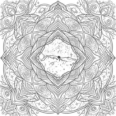 Dive into the vastness of space with this unique Horsehead Nebula mandala coloring page. This intricate design combines celestial beauty with meditative symmetry, offering a truly captivating artistic experience.