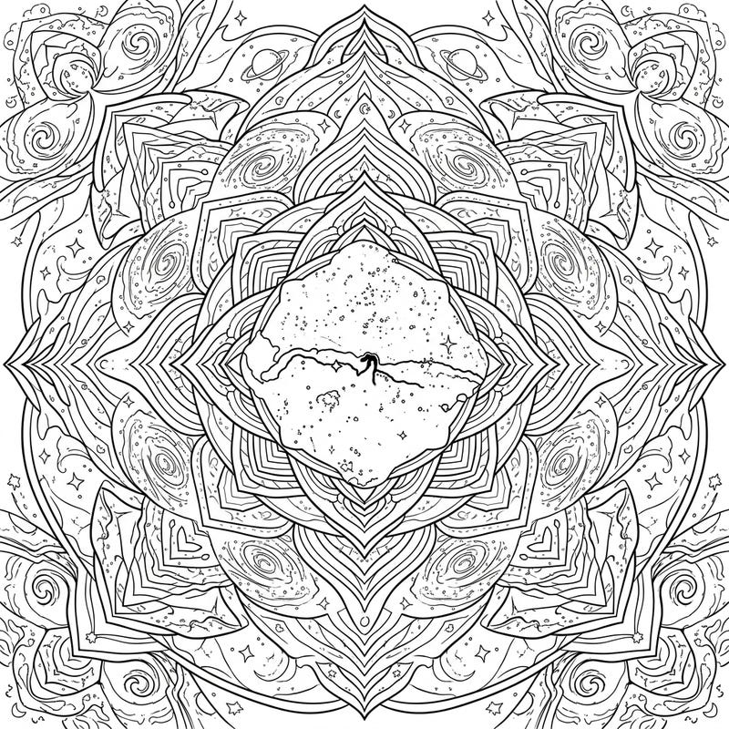 Dive into the vastness of space with this unique Horsehead Nebula mandala coloring page. This intricate design combines celestial beauty with meditative symmetry, offering a truly captivating artistic experience.