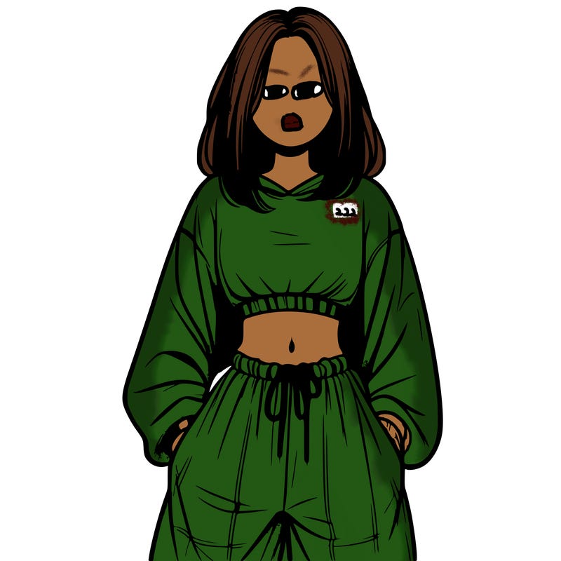 realistic girl faceless with baggy pants and a crop top