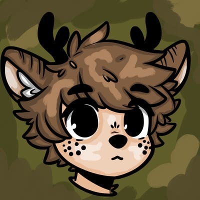 a humanoid deer with soft fluffy ears