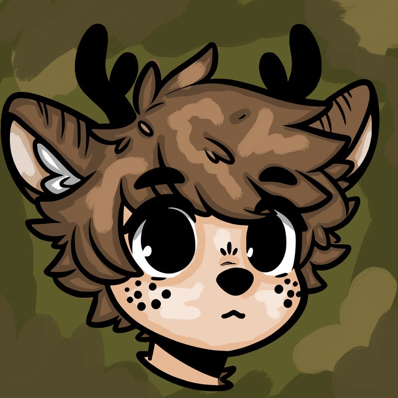 a humanoid deer with soft fluffy ears