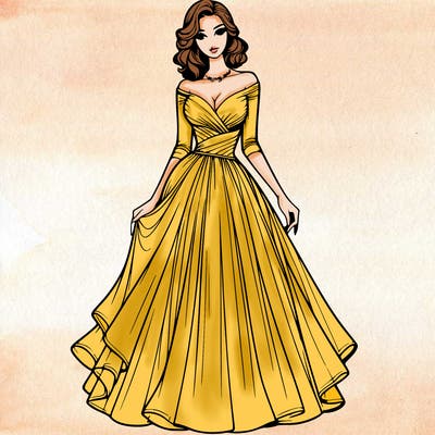 realistic woman in a beautiful dress