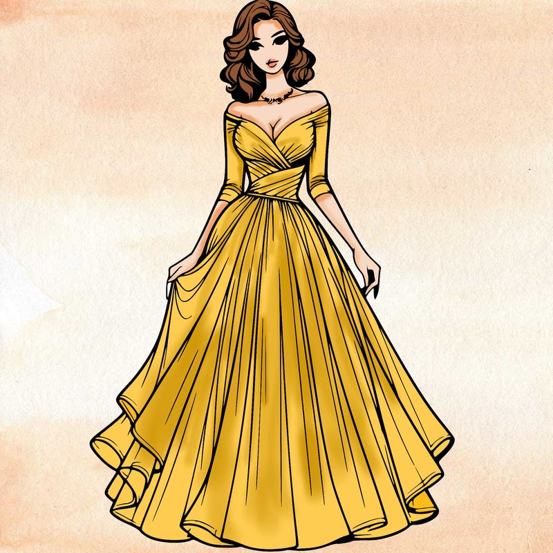 realistic woman in a beautiful dress