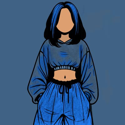 realistic girl faceless with baggy pants and a crop top