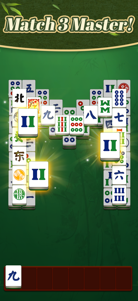 Classic Mahjong Match Master game screen showing large tiles and a match 3 puzzle layout