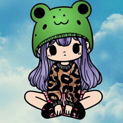 a girl wearing a frog hat and some frog socks