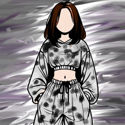 realistic girl faceless with baggy pants and a crop top