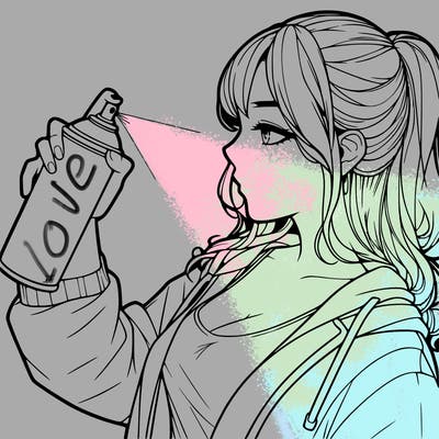a realistic girl spray, painting