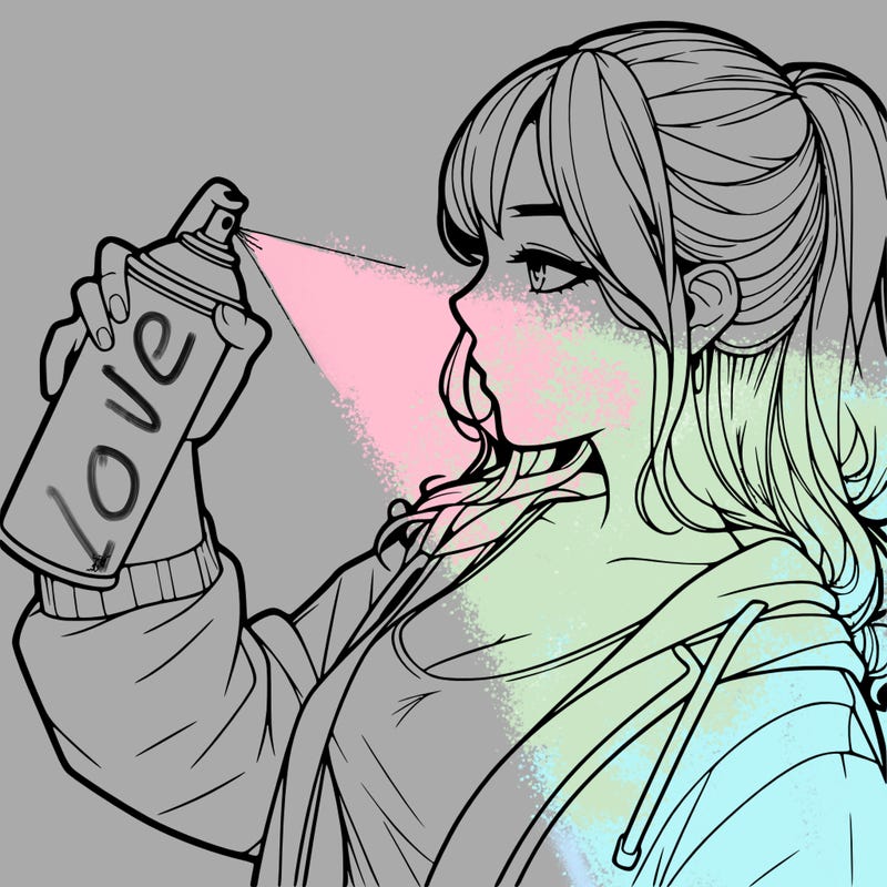 a realistic girl spray, painting