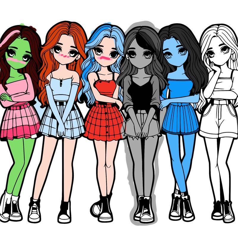 a group of girls realistic