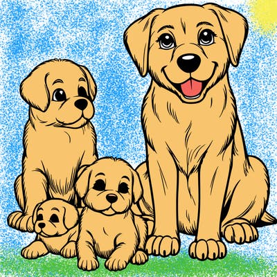 realistic dog with puppies