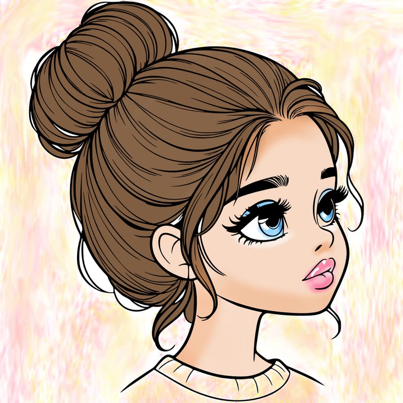 realistic girl with bun