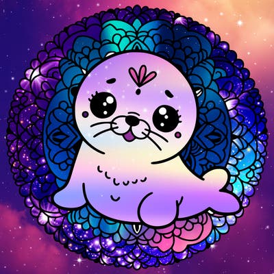 a cute baby seal mandala