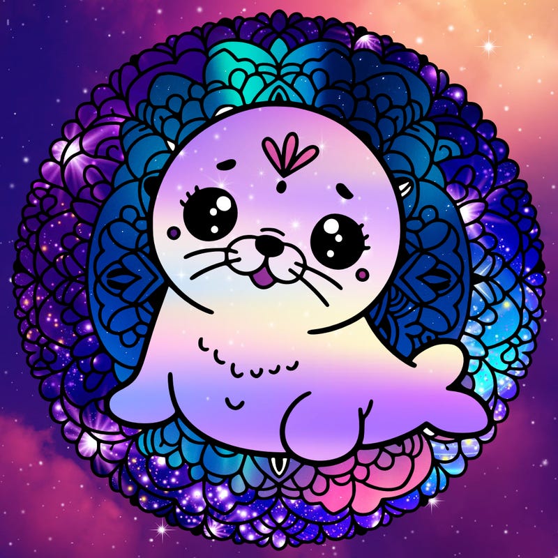 a cute baby seal mandala