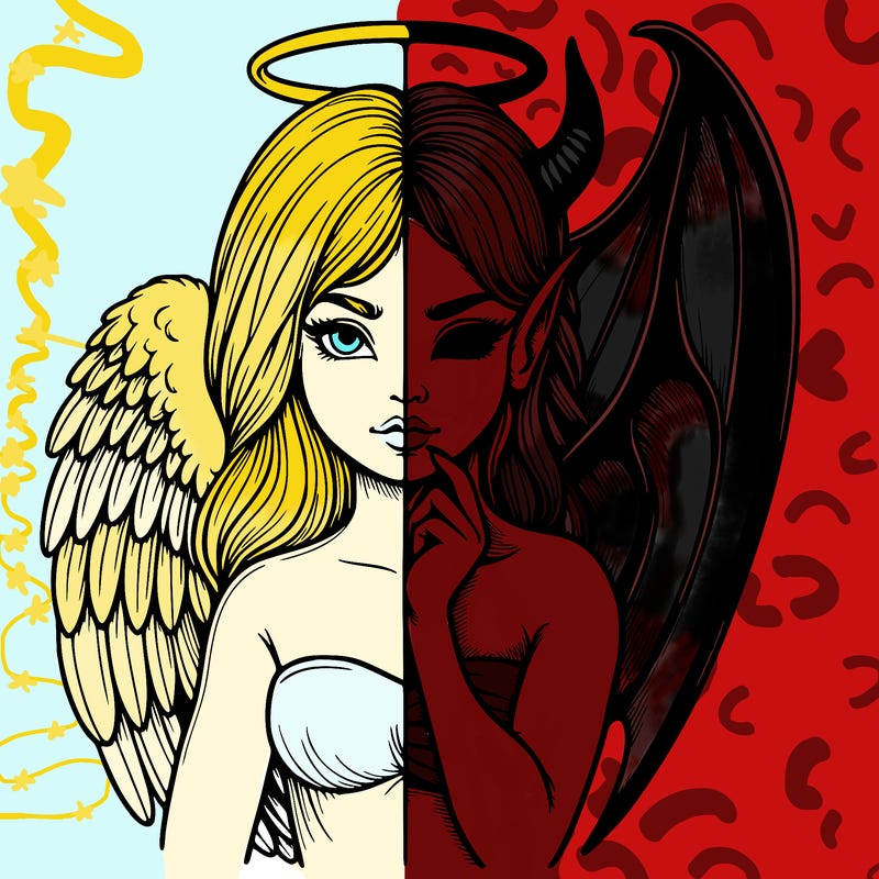 realistic angel half demon