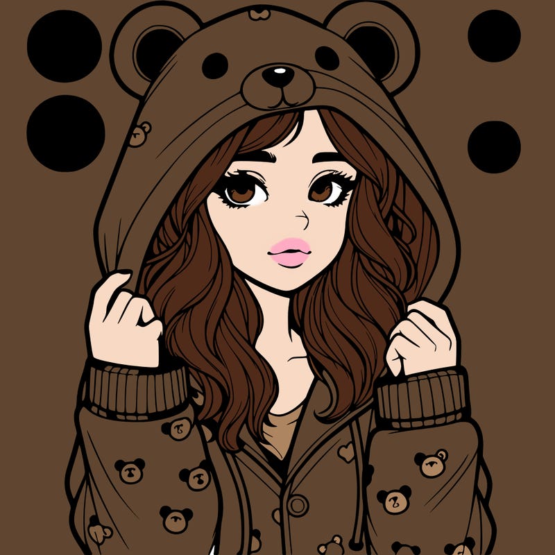 realistic girl in a animal pjs hoodie