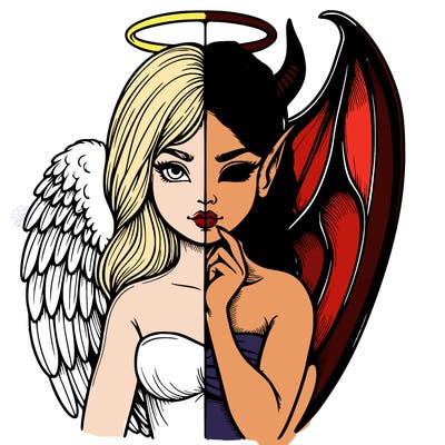 realistic angel half demon