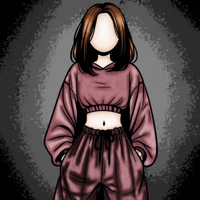 realistic girl faceless with baggy pants and a crop top
