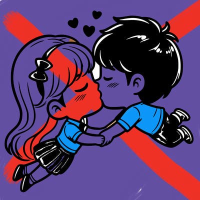 falling in love and kissing