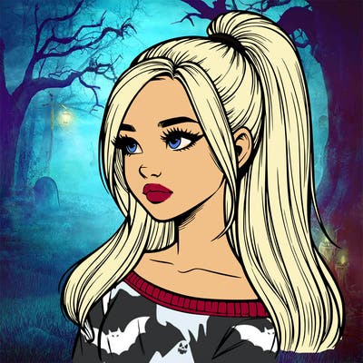 realistic girl with a high ponytail