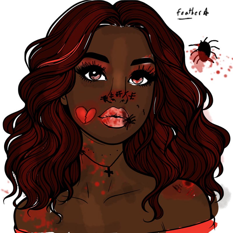 realistic girl with wavy hair and lips