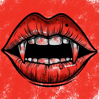 lips with vampire teeth