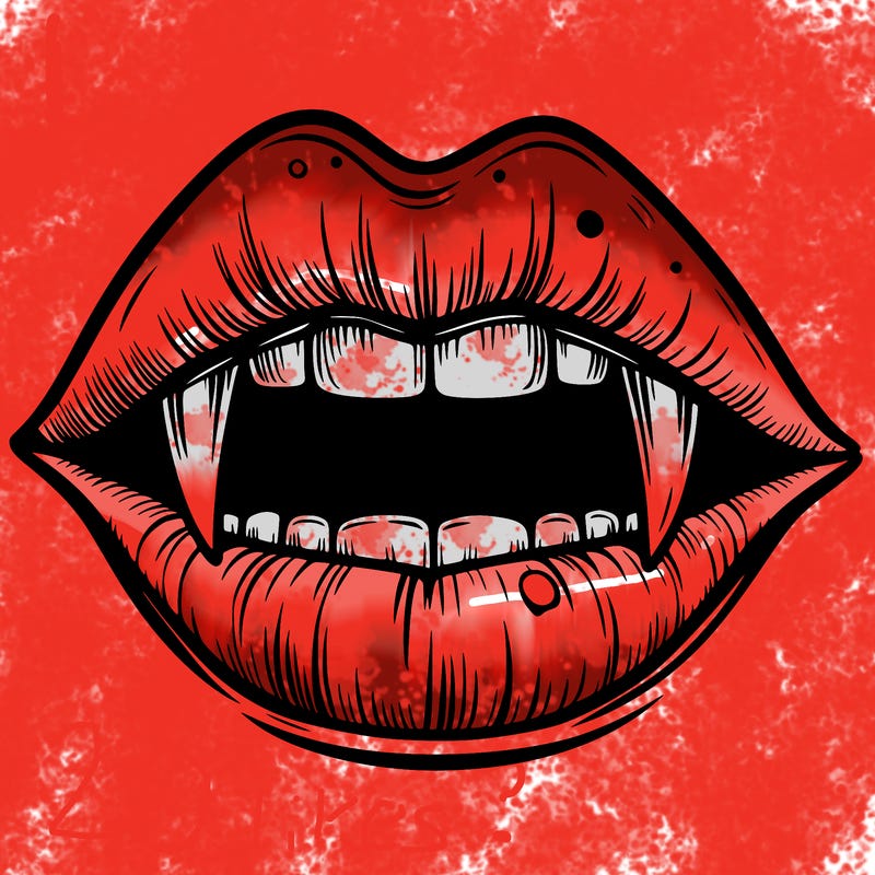 lips with vampire teeth