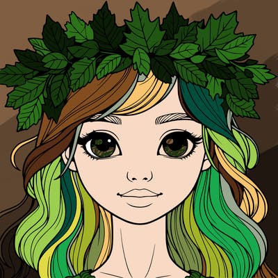 realistic girl with fall leaf crown