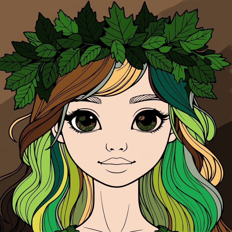 realistic girl with fall leaf crown