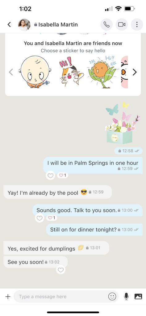 SafeChat — Secure Chat & Share - SafeChat secure mobile chat interface showing encrypted messages and stickers