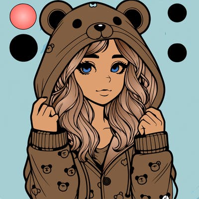 realistic girl in a animal pjs hoodie