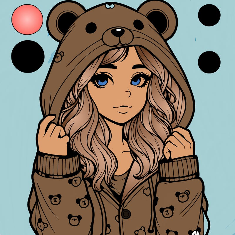 realistic girl in a animal pjs hoodie