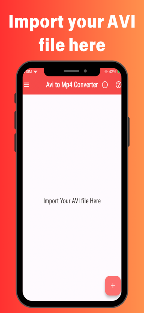 Avi to Mp4 Video Converter - AVI to Mp4 Video Converterアプリのメイン画面、ファイルインポートインターフェースを表示