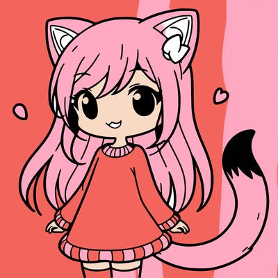 girl with cat ears and tail