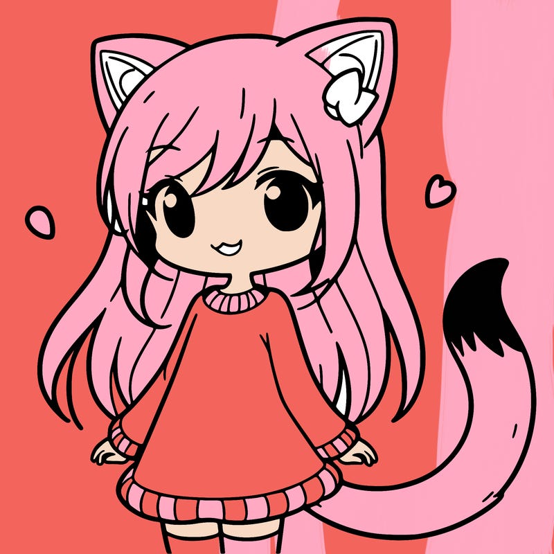 girl with cat ears and tail