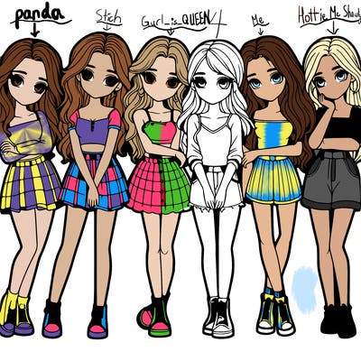 a group of girls realistic