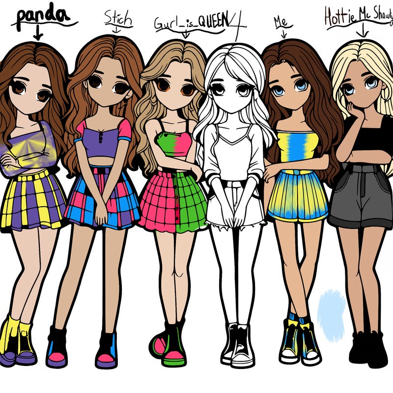 a group of girls realistic