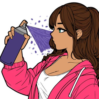 a realistic girl spray, painting
