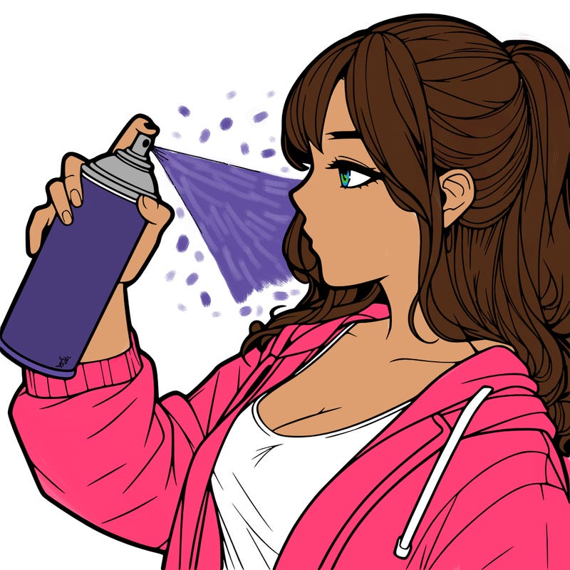 a realistic girl spray, painting