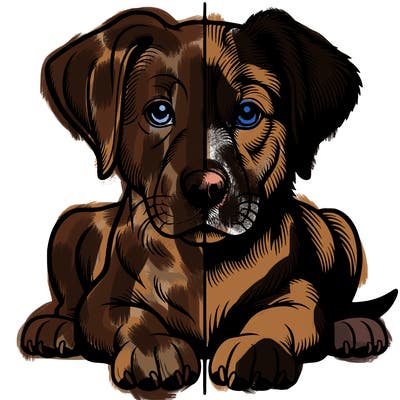 realistic dog split picture