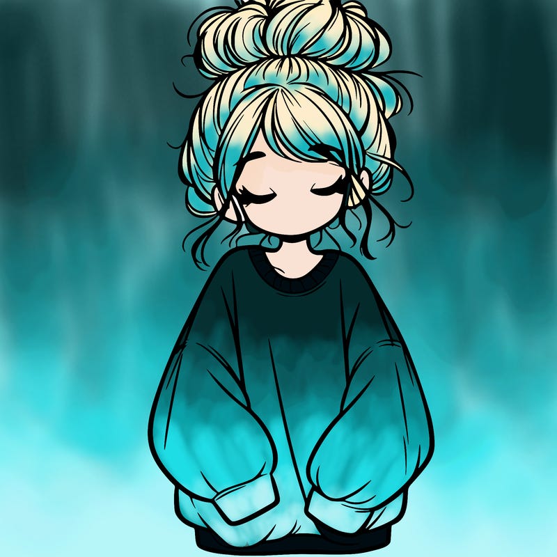 girl with baggy sweatshirt and messy bun