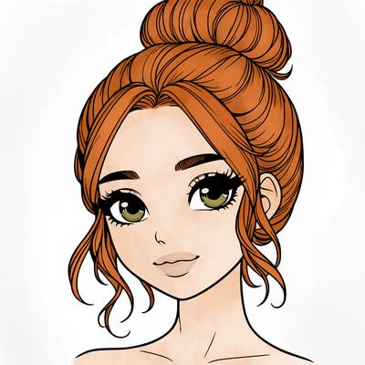 realistic pretty girl with hair in bun