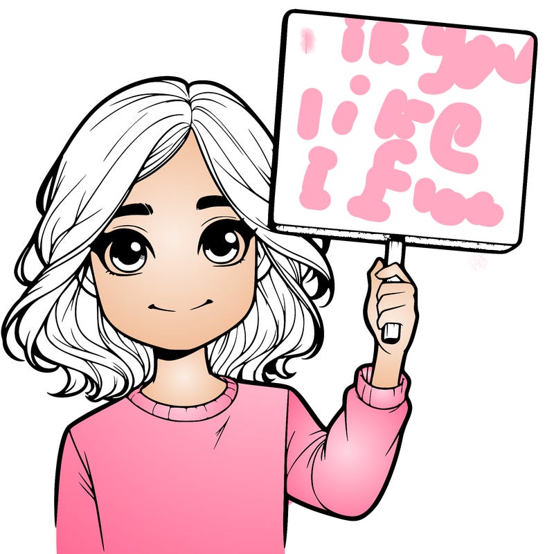 realistic girl holding up a sign