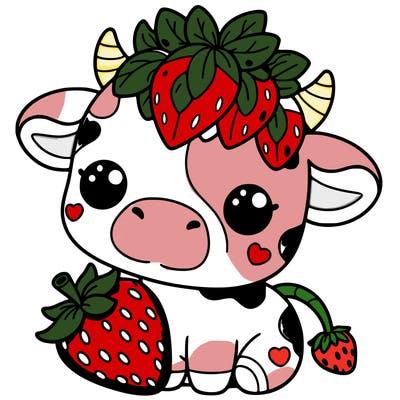 cute strawberry cow