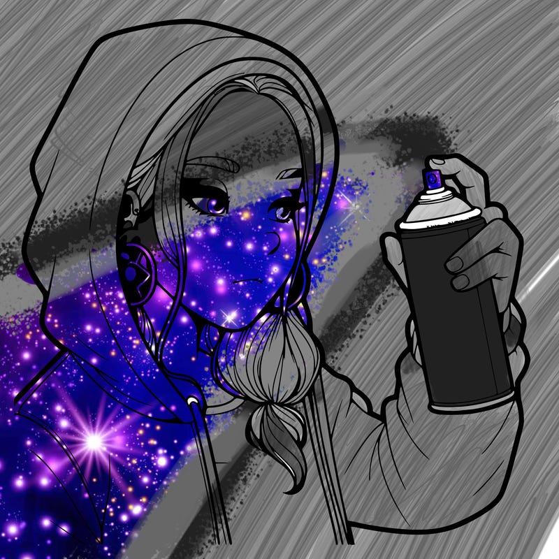 a realistic girl, spray painting