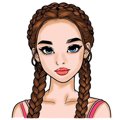 realistic girl with braids