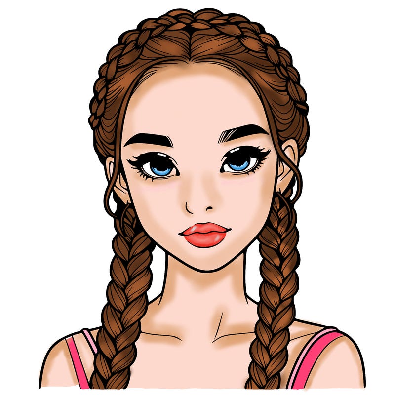 realistic girl with braids