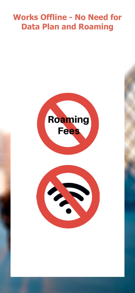 GPSmyCity: Walks in 1K+ Cities - Graphic highlighting that the GPSmyCity app works offline without needing a data plan or wifi