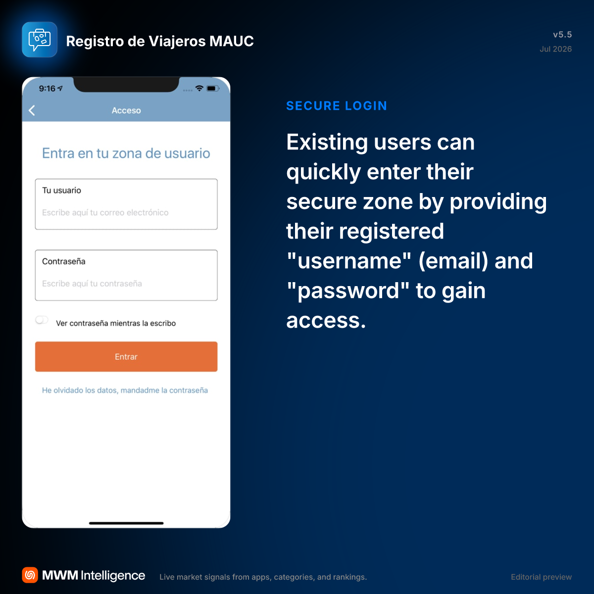 Registro de Viajeros MAUC - Travel App | MWM